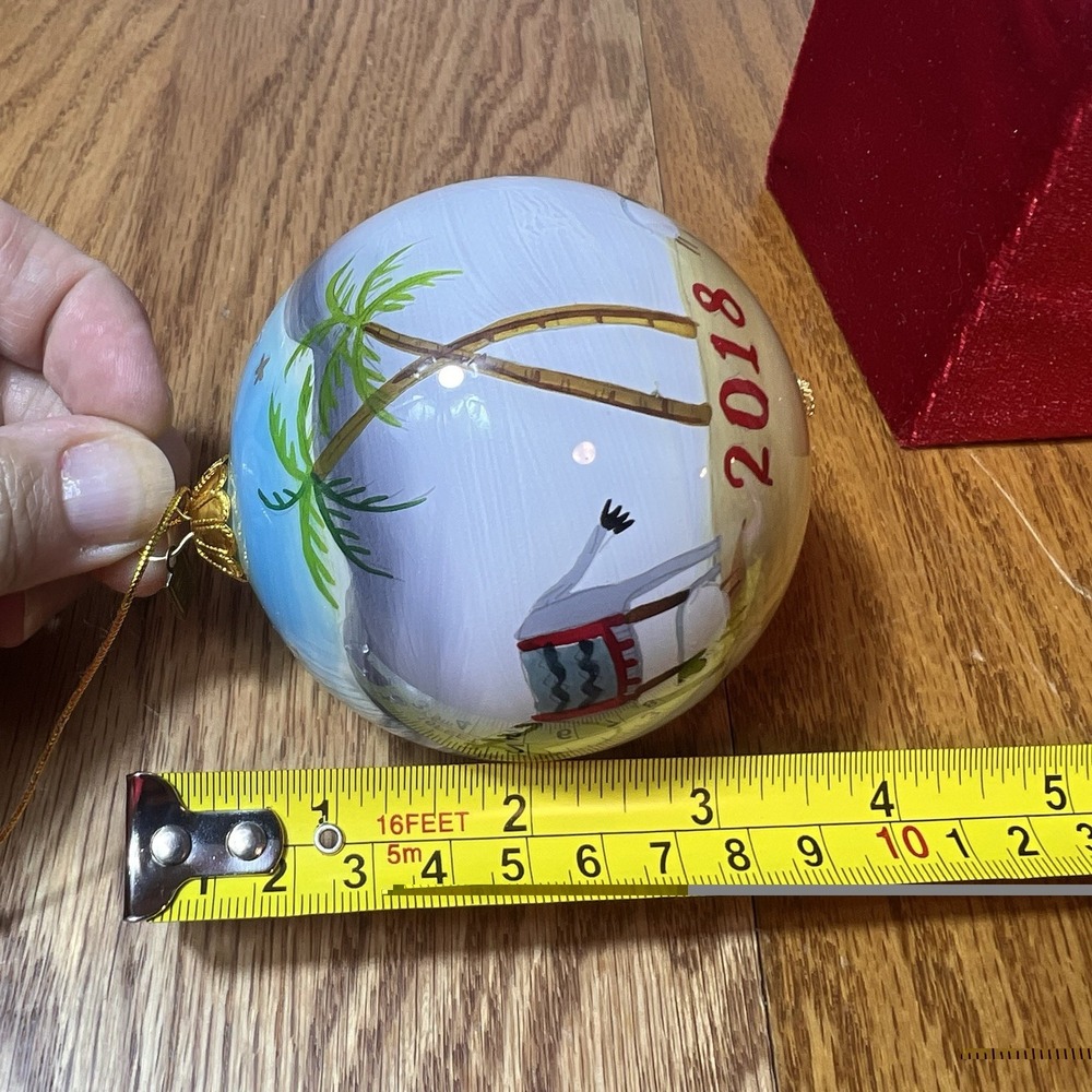 Pier 1 Glass Ornament Tropical Nativity Camel Palm Trees 2018 Red Velvet Box - Picture 7 of 10